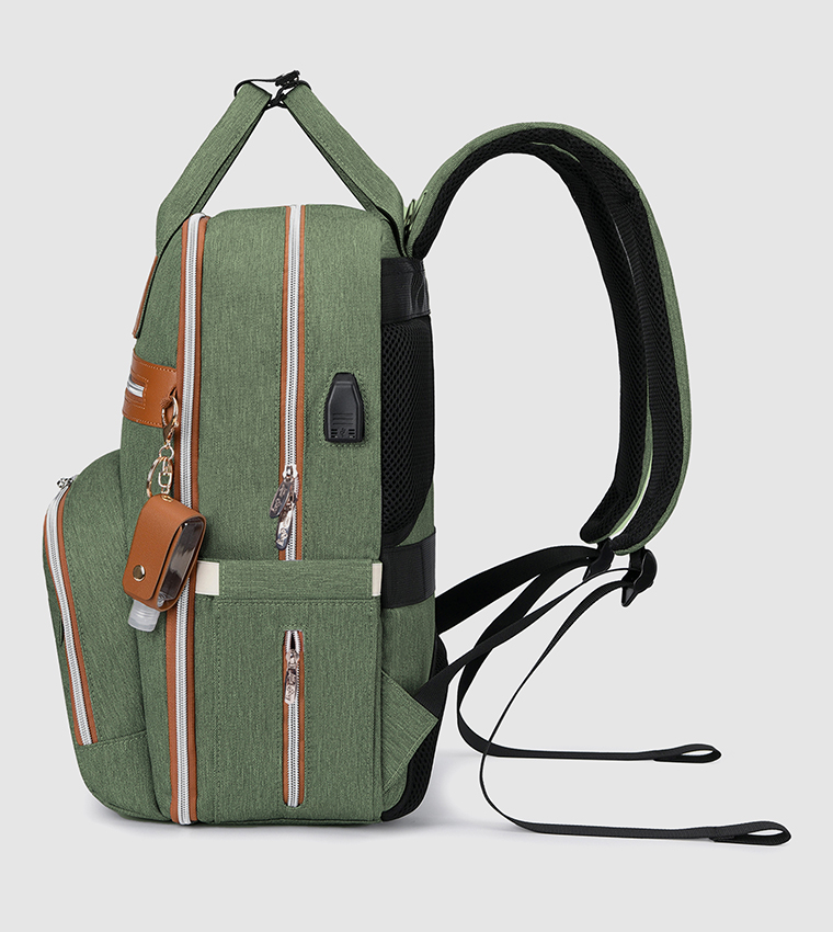 2 in 1 Diaper Bag with Sanitizer Bottle keychain & Stroller Hooks