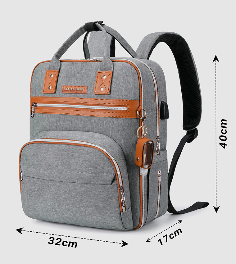 2 in 1 Diaper Bag with Sanitizer Bottle keychain & Stroller Hooks