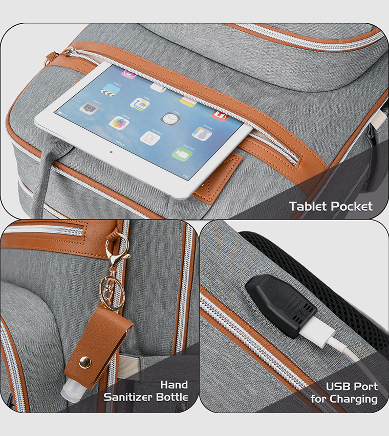 2 in 1 Diaper Bag with Sanitizer Bottle keychain & Stroller Hooks