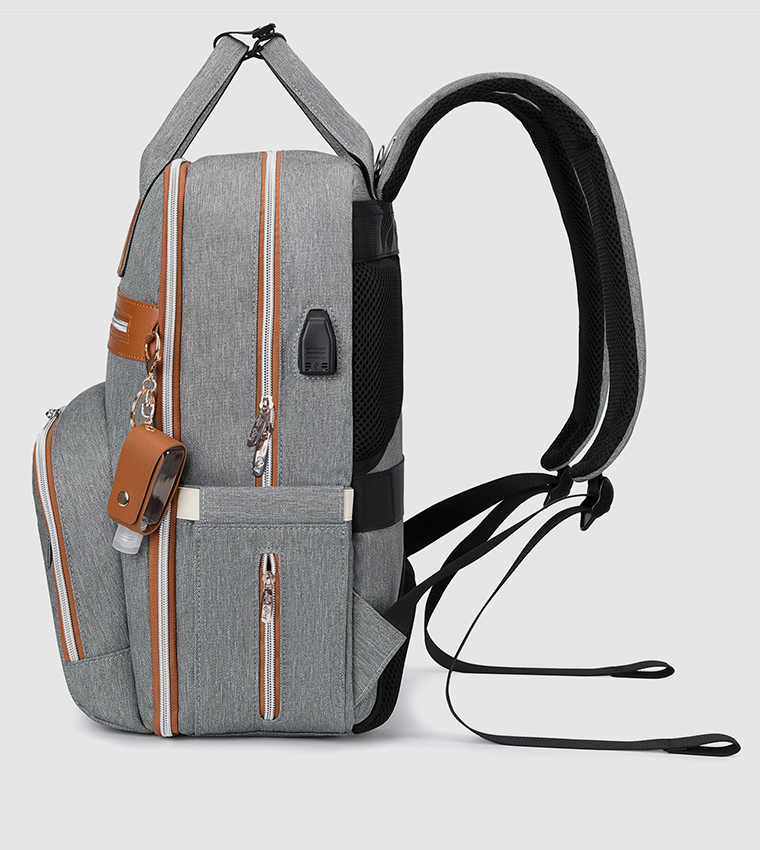 2 in 1 Diaper Bag with Sanitizer Bottle keychain & Stroller Hooks