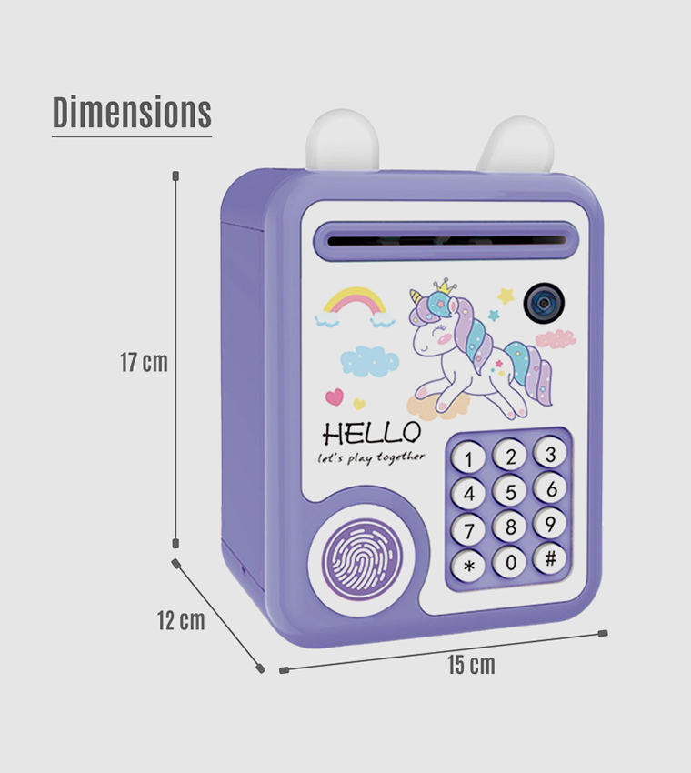 Piggy Bank with Fingerprint Lock & Music - Unicorn Purple