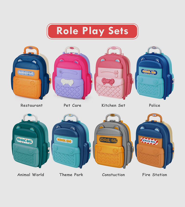 Role Play Police Station With Police Car And Block Toy Set School Bag (219 Pcs) 2-In-1 Mode
