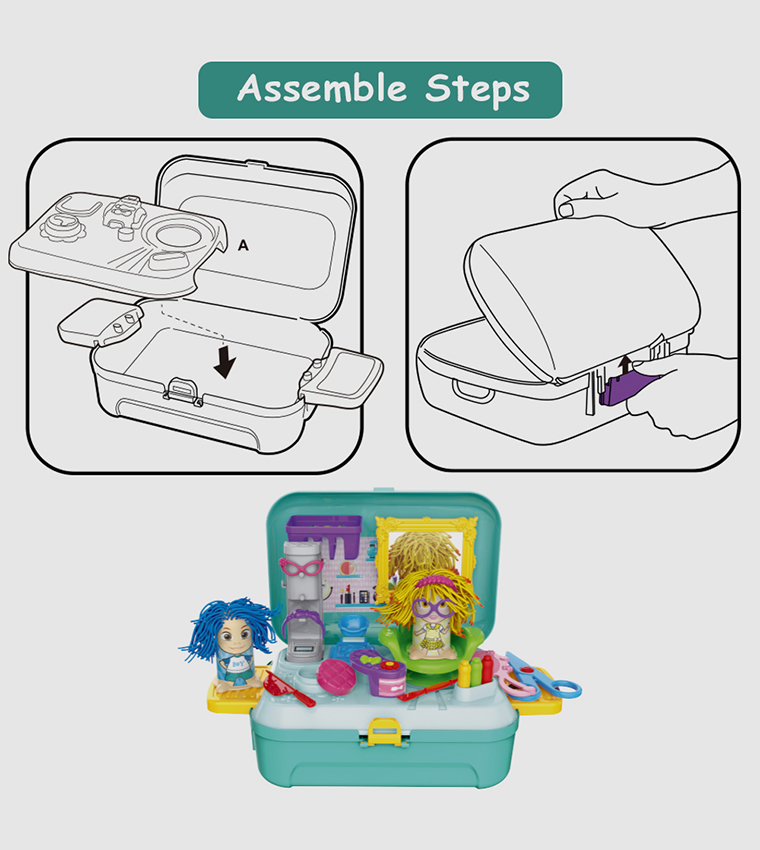 Role Play Beautician/Make Up Box With Dough Backpack (30 Pcs)