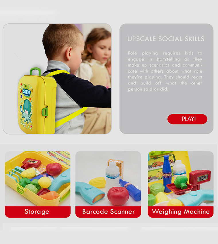 Role Play Shopkeeper/Supermarket Set Box Backpack (21 Pcs)