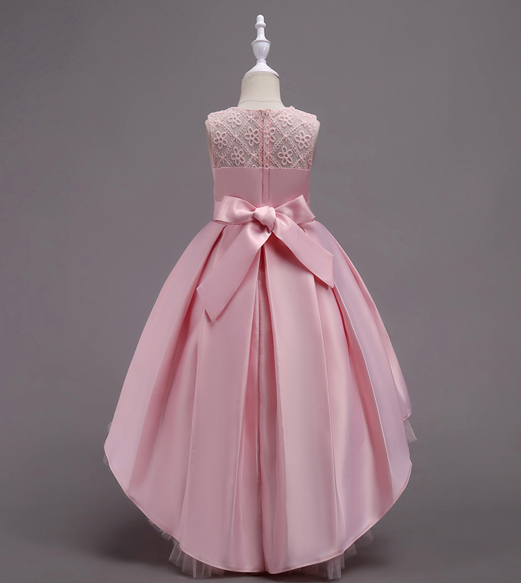 Long Tail Embellished Pleated Dress