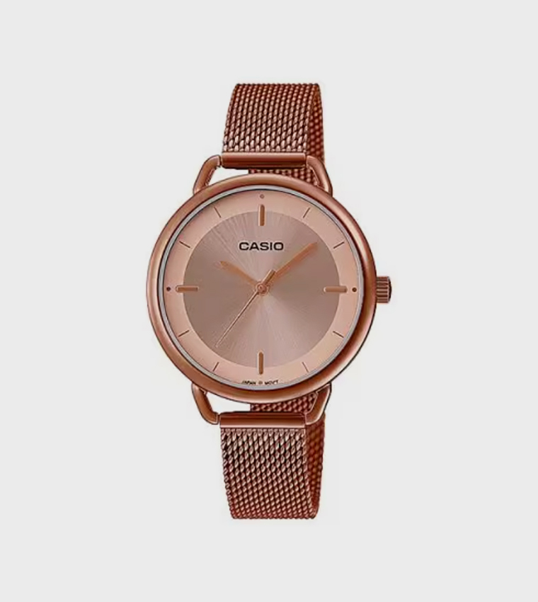 Rose Gold Dial Mesh Strap Analog Watch