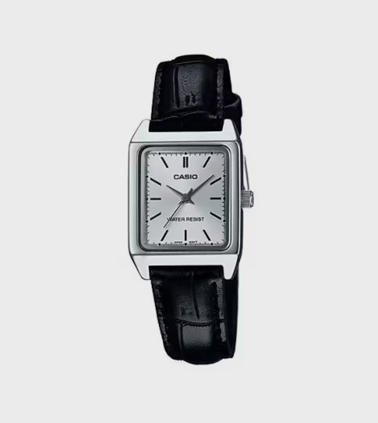 White Dial Leather Strap Analog Watch