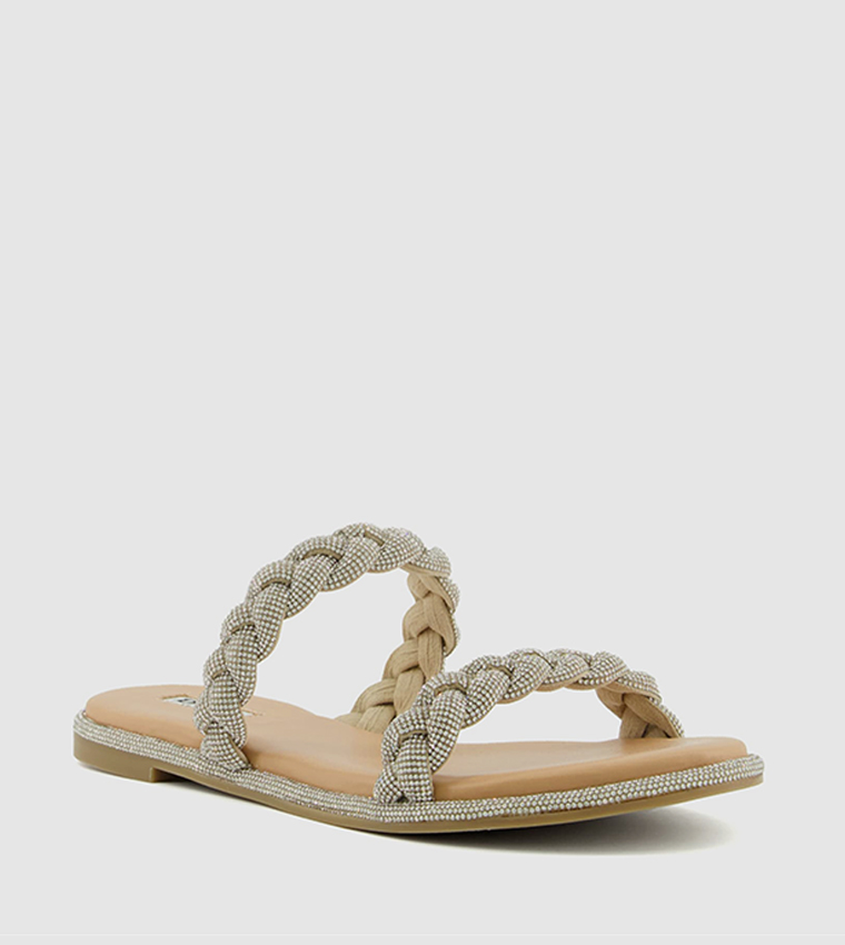 Buy Dune London LUCKIE Embellished Double Strap Flat Sandals In