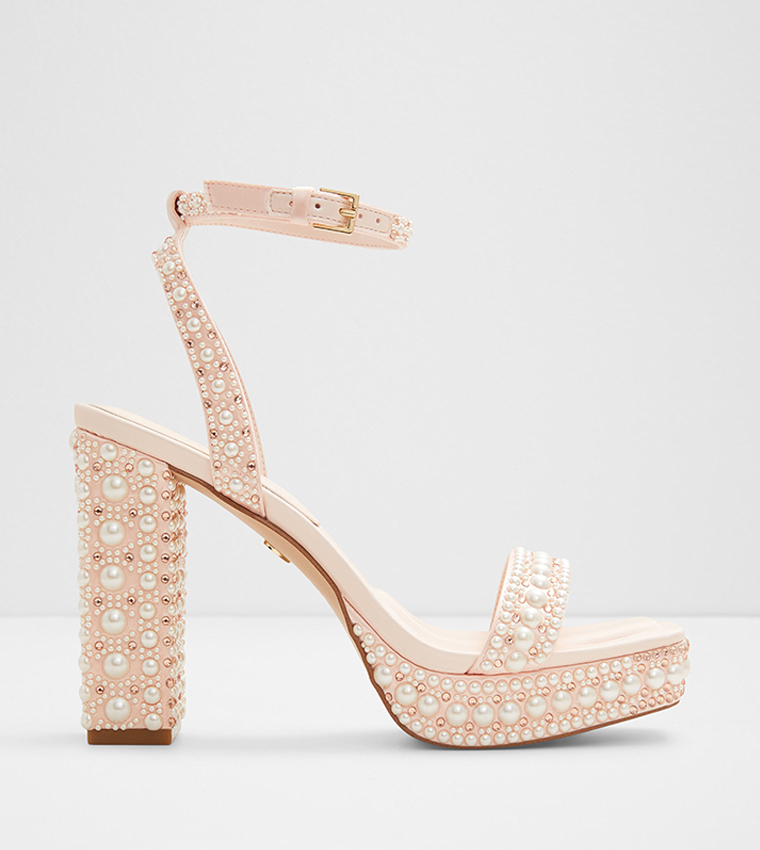 LULU Embellished Platform Sandals with Ankle Strap