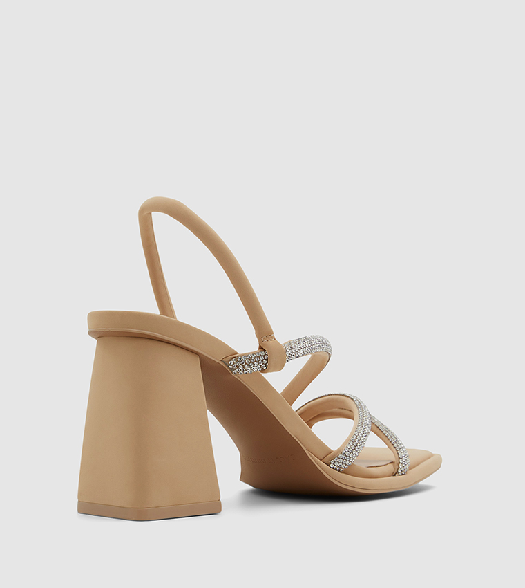 Buy Call It Spring LUXE Embellished Open Toe Heel Sandals In Beige 6thStreet UAE