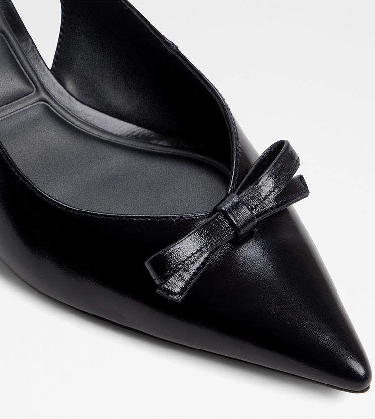 LUXURIANT Bow Detail Slingback Pumps