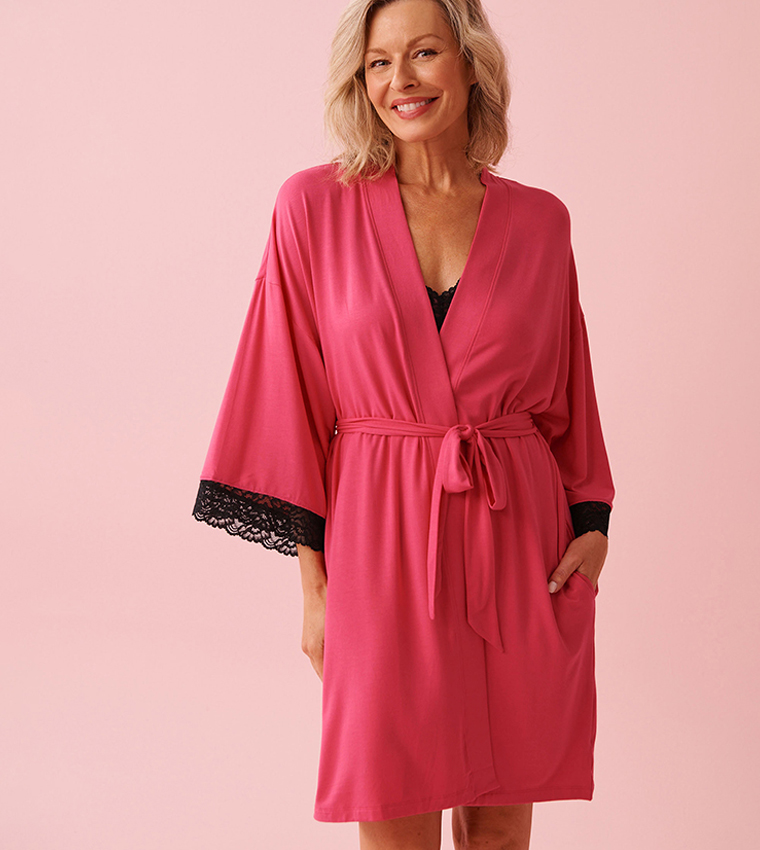Lace Trim Modal Kimono
