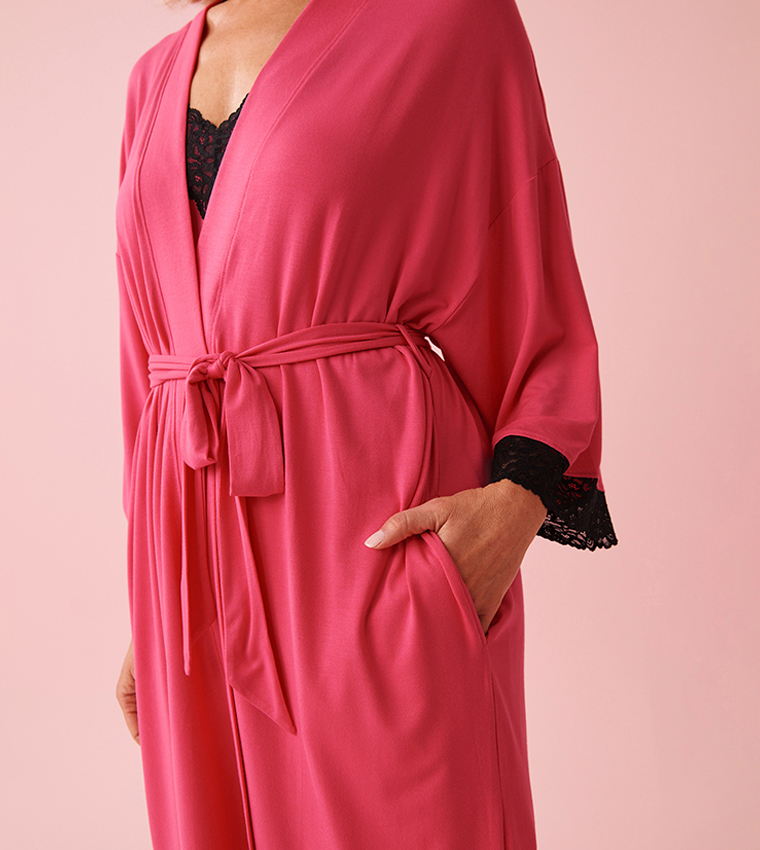 Lace Trim Modal Kimono