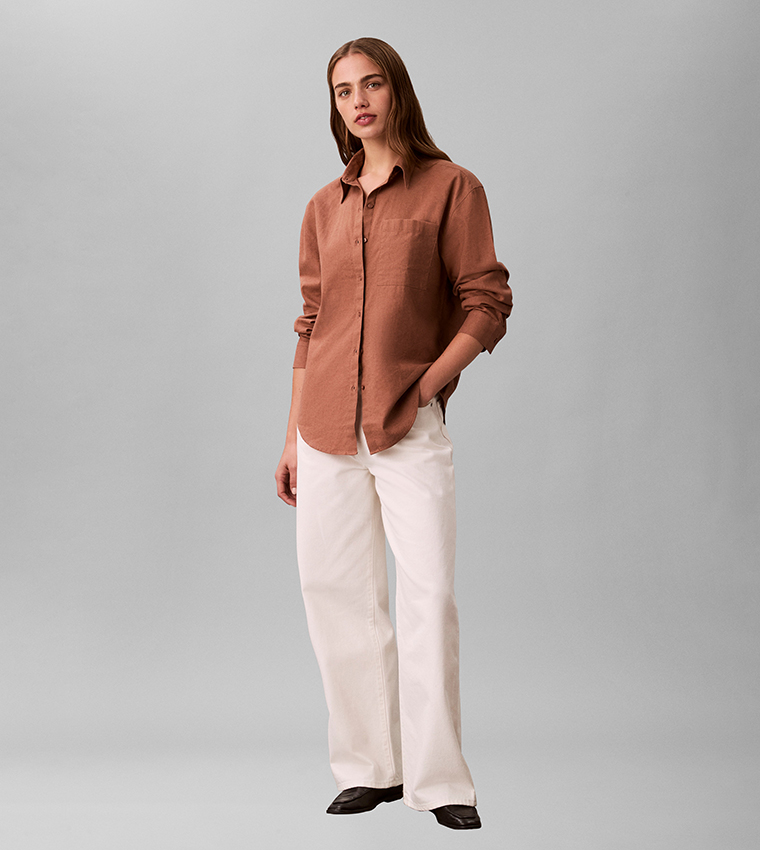 قميص سادة كم طويل