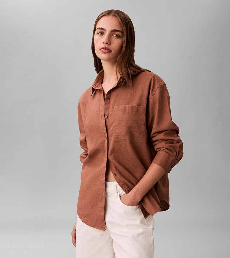 قميص سادة كم طويل