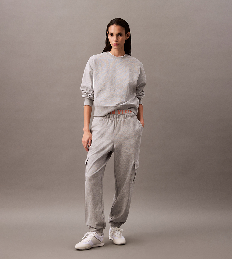 Buy Calvin Klein Jeans Logo Waistband Cargo Joggers In Grey