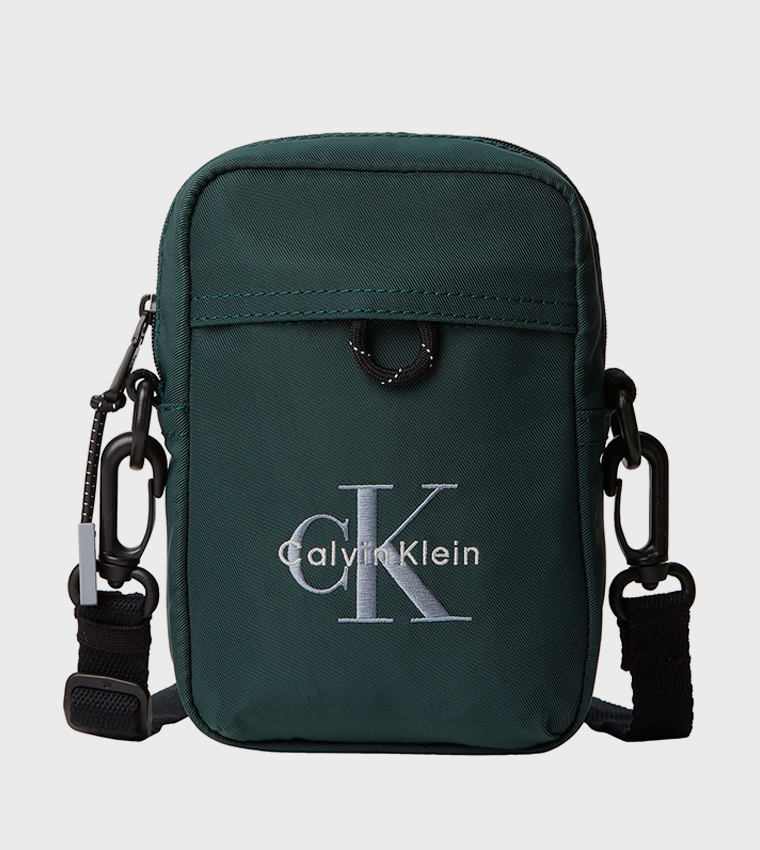 Logo Embroidered Nylon Sling Bag