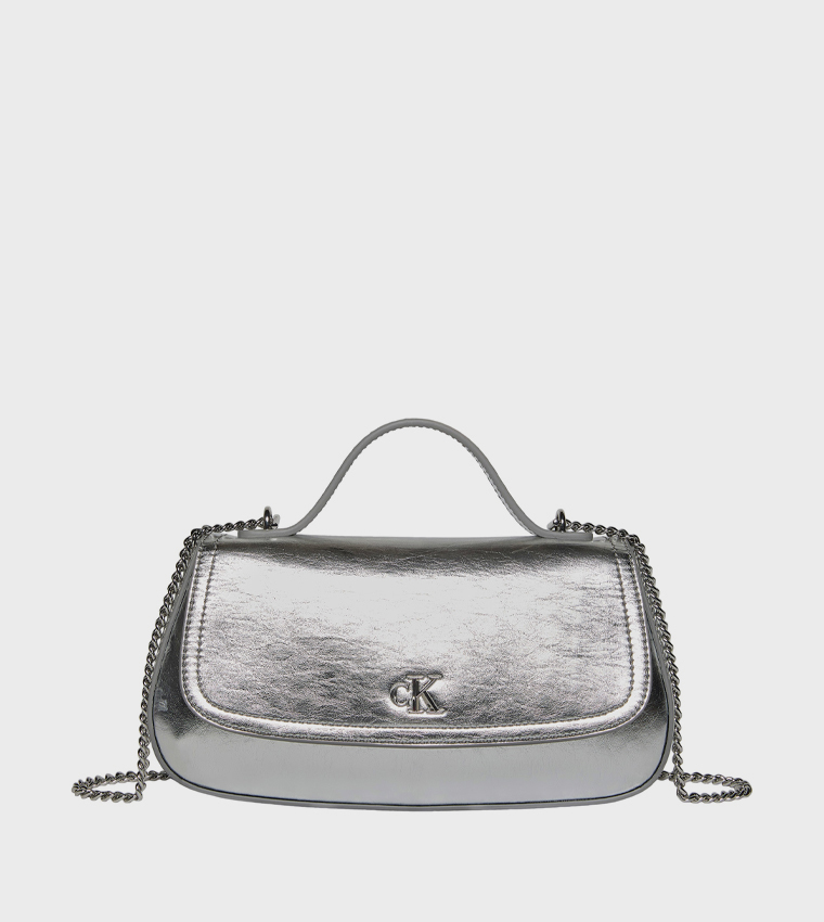 Logo Detail Metallic Top Handle Bag
