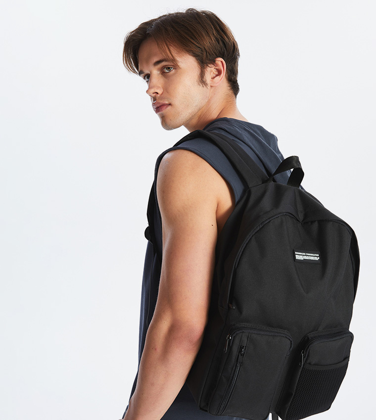 Badge Detail Zippered Backpack