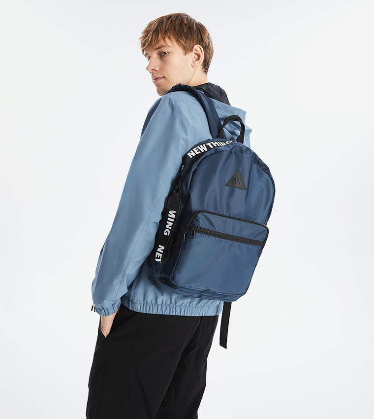 Print Detail Zippered Backpack