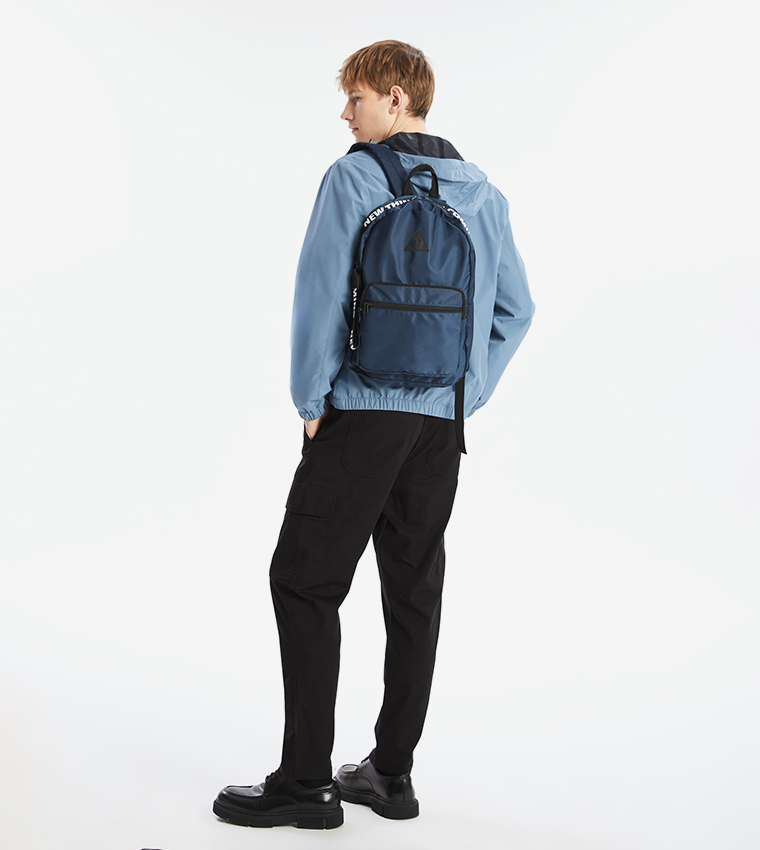 Print Detail Zippered Backpack
