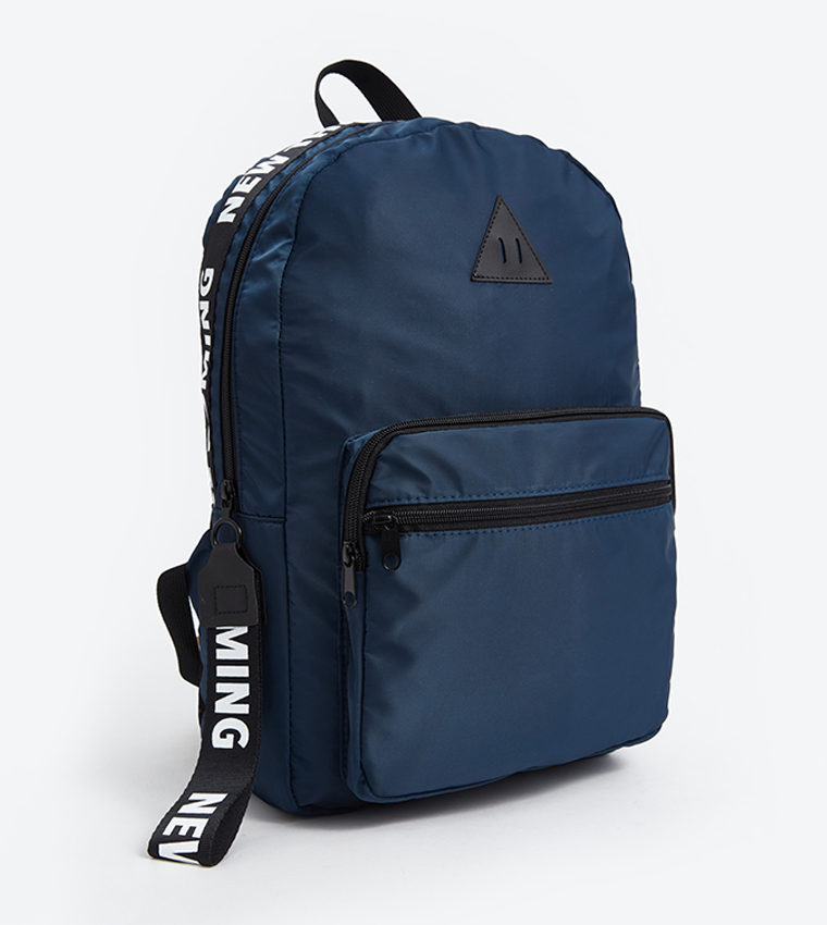 Print Detail Zippered Backpack