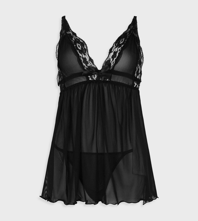 Mesh And Lace Lingerie Set