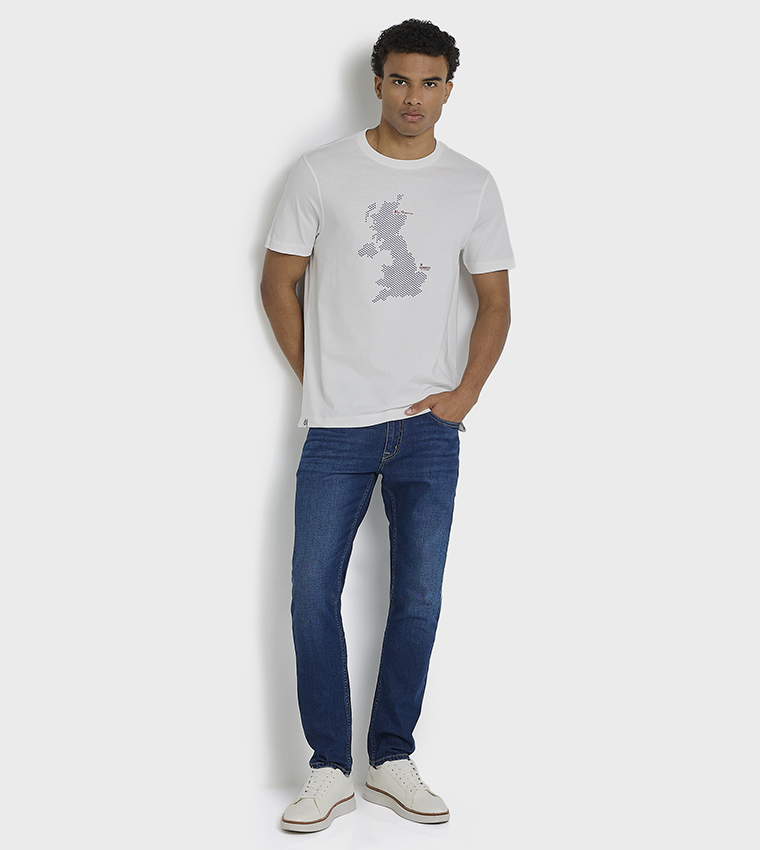 تيشيرت قطن برقبة مستديرة بطبعة 