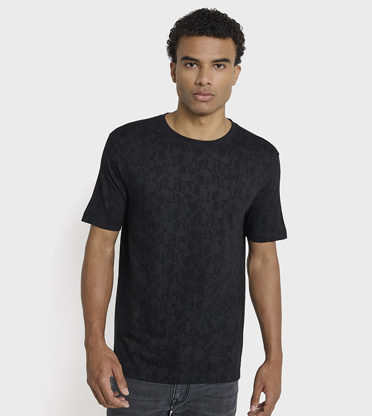 تيشيرت قطن برقبة مستديرة بطبعة 