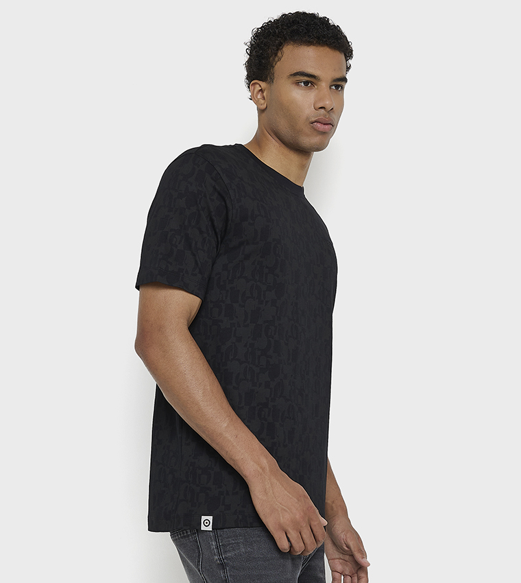 تيشيرت قطن برقبة مستديرة بطبعة 