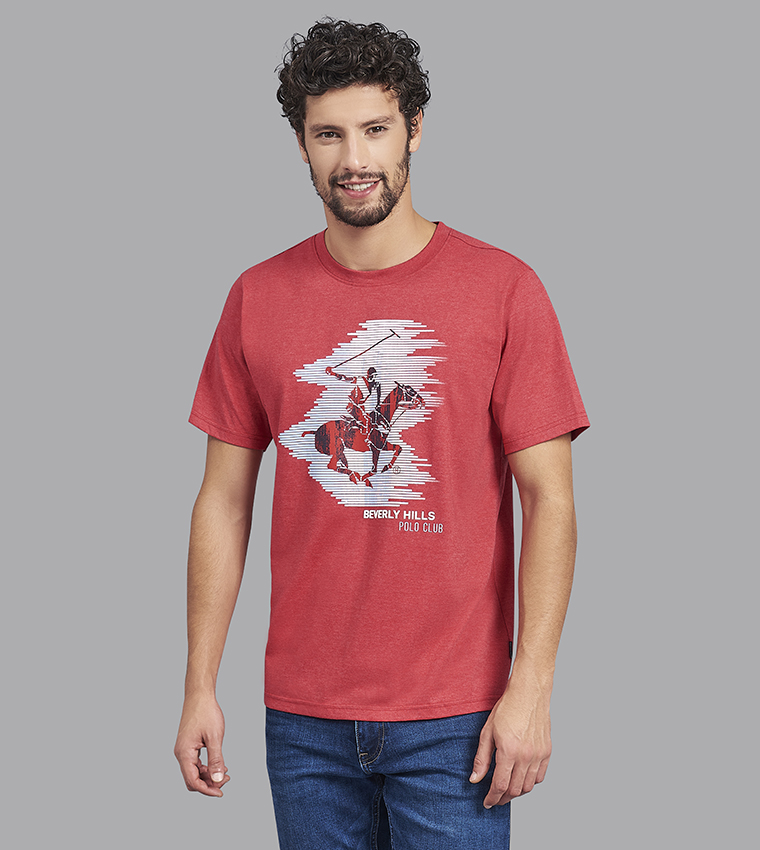 Buy Beverly Hills Polo Club Printed Regular Fit T Shirt In Red | 6thStreet  UAE
