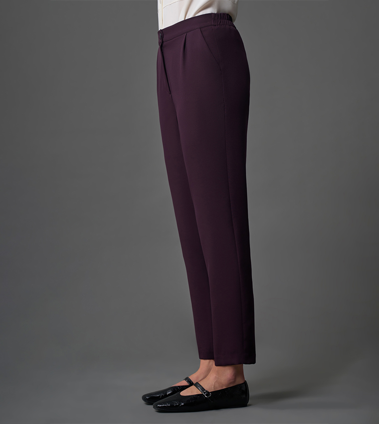 Button Closure Tapered Fit Trousers