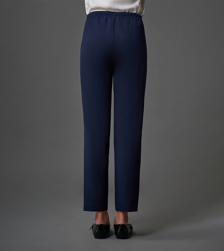 Button Closure Tapered Fit Trousers