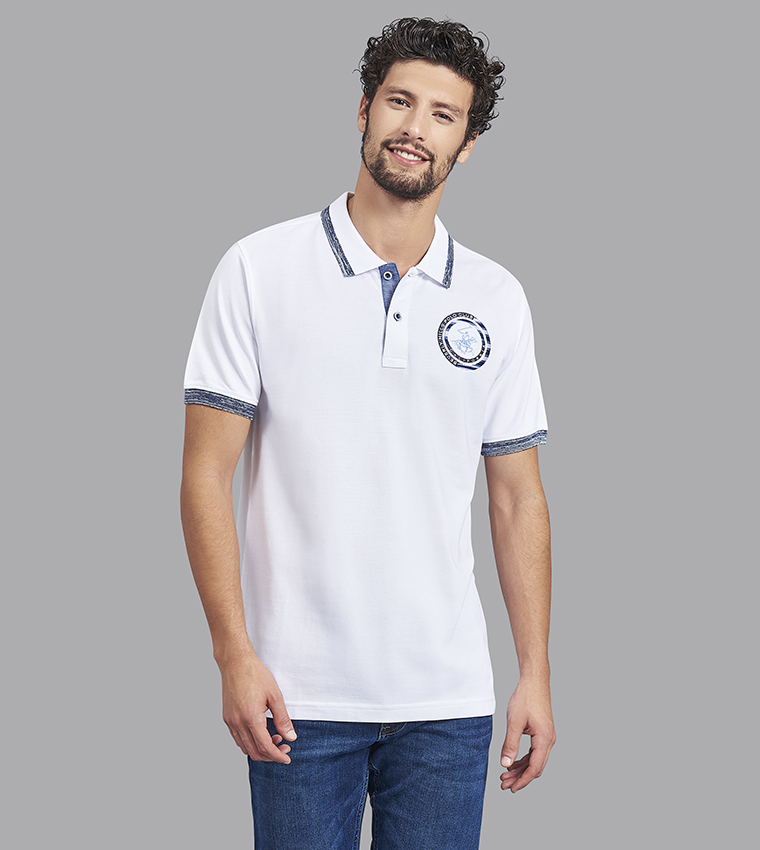 Printed Regular Fit T Shirt In White 