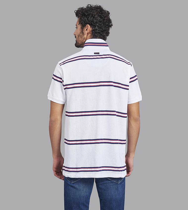 Buy Beverly Hills Polo Club Stripes Regular Fit T Shirt In White - Main Image