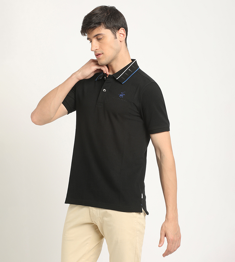 Logo Embroidered Contrast Trim Polo T-Shirt
