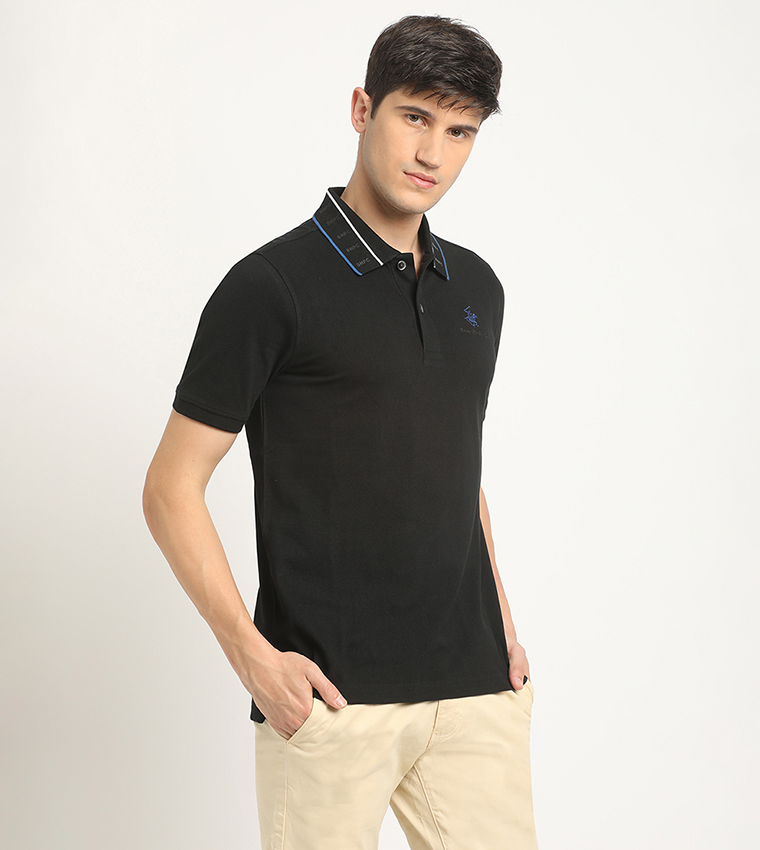 Logo Embroidered Contrast Trim Polo T-Shirt
