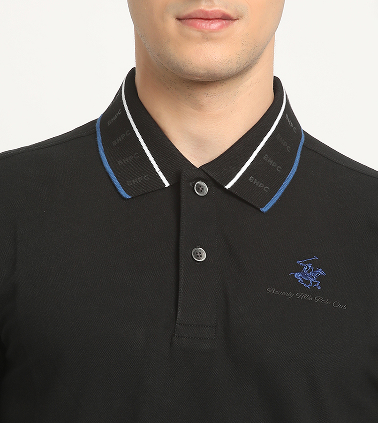 Logo Embroidered Contrast Trim Polo T-Shirt