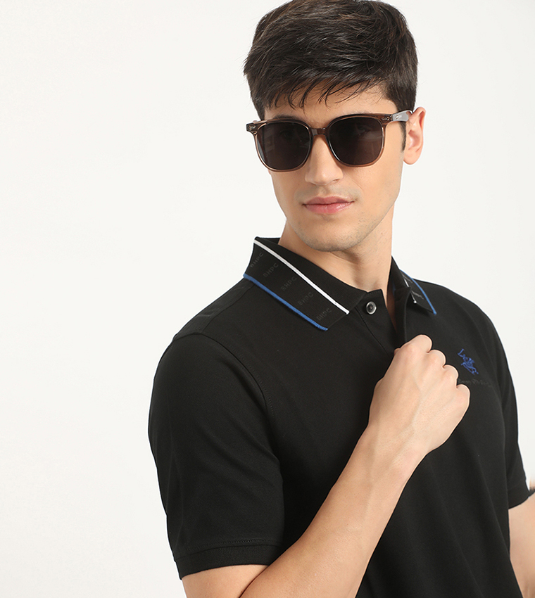 Logo Embroidered Contrast Trim Polo T-Shirt