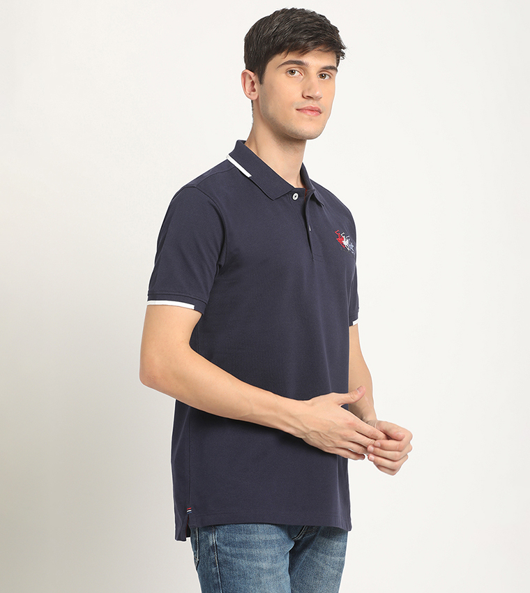 Logo Embroidered Contrast Trim Polo T-Shirt