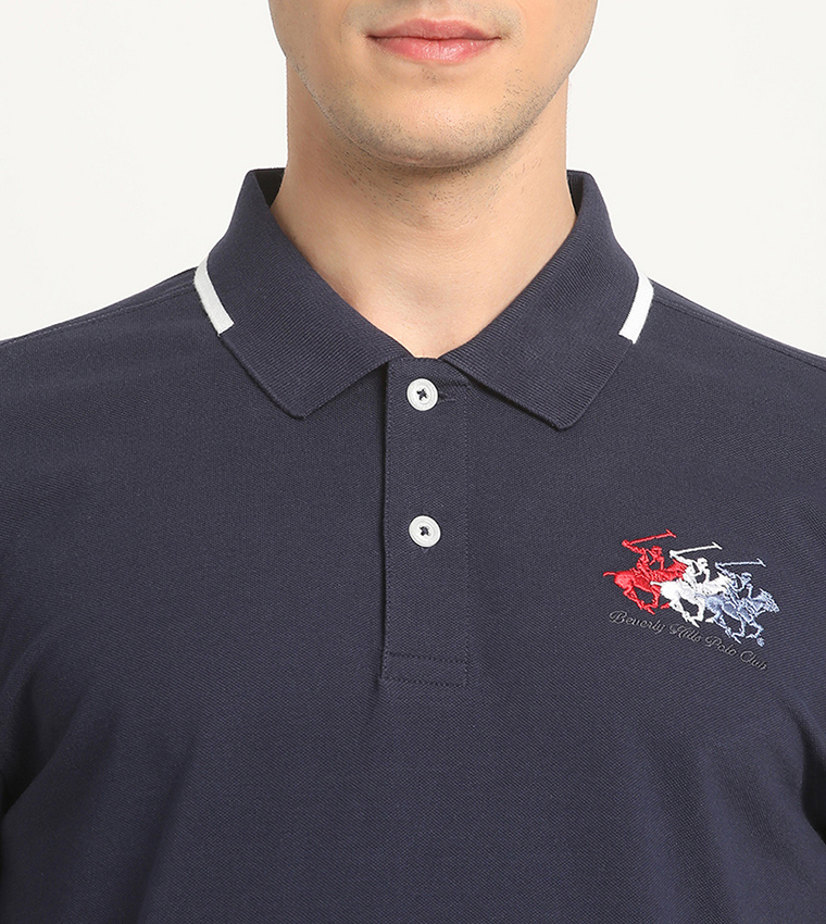 Logo Embroidered Contrast Trim Polo T-Shirt