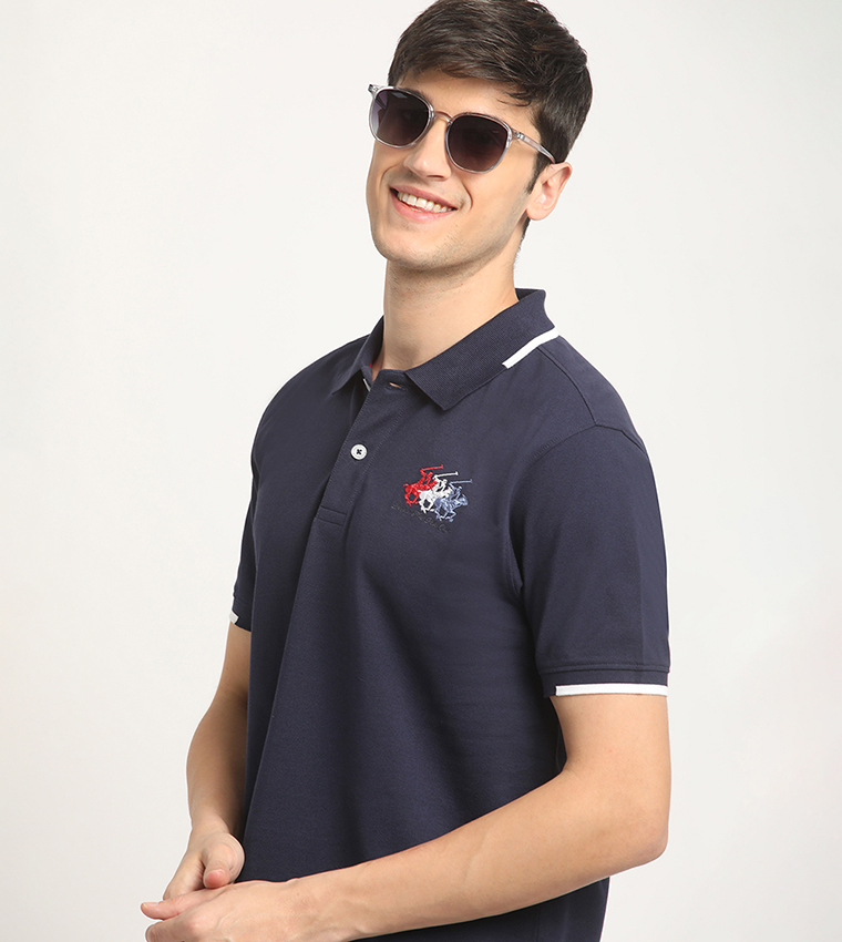 Logo Embroidered Contrast Trim Polo T-Shirt