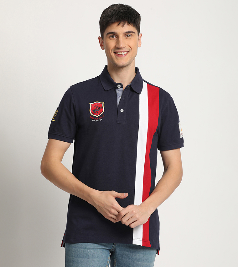 Striped Logo Embroidered Polo T-Shirt