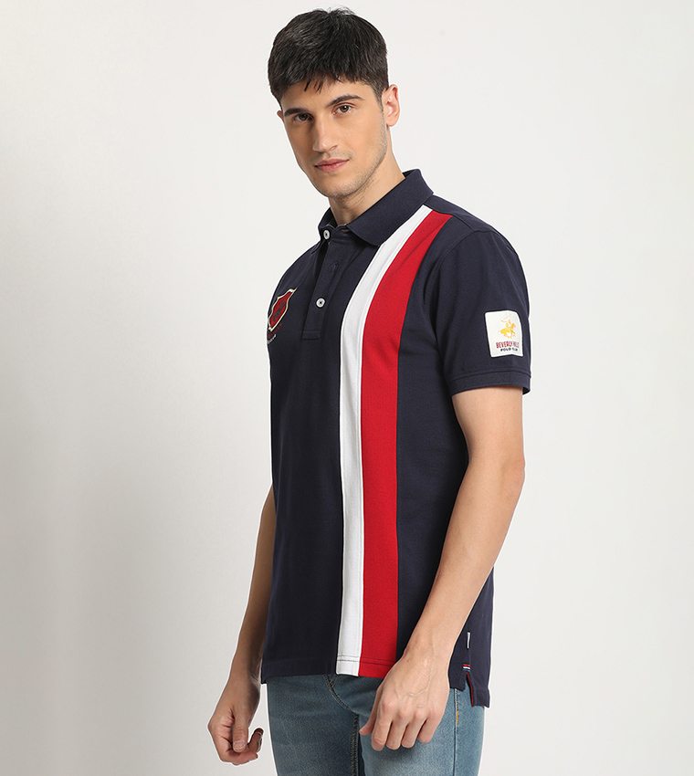 Striped Logo Embroidered Polo T-Shirt
