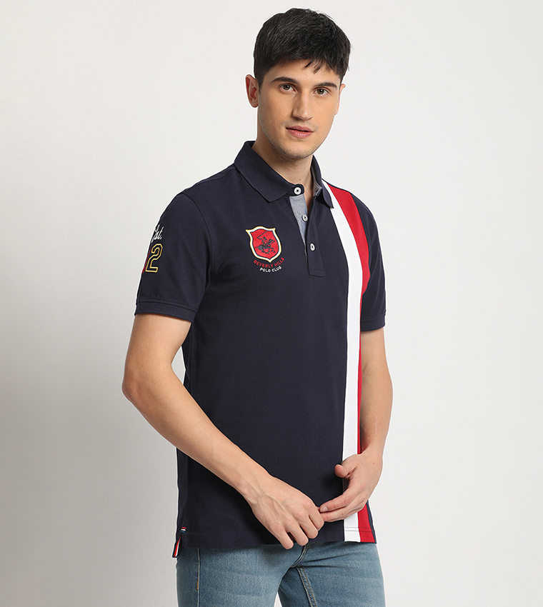 Striped Logo Embroidered Polo T-Shirt