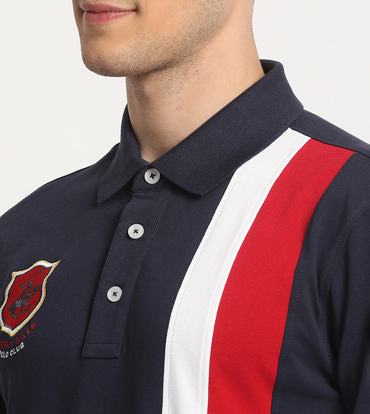 Striped Logo Embroidered Polo T-Shirt