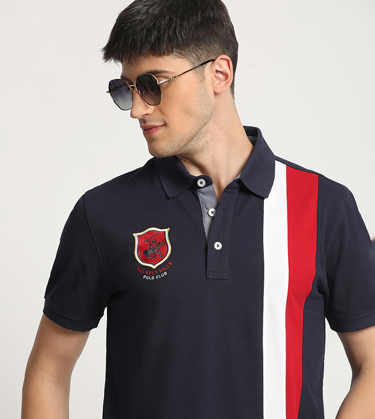 Striped Logo Embroidered Polo T-Shirt