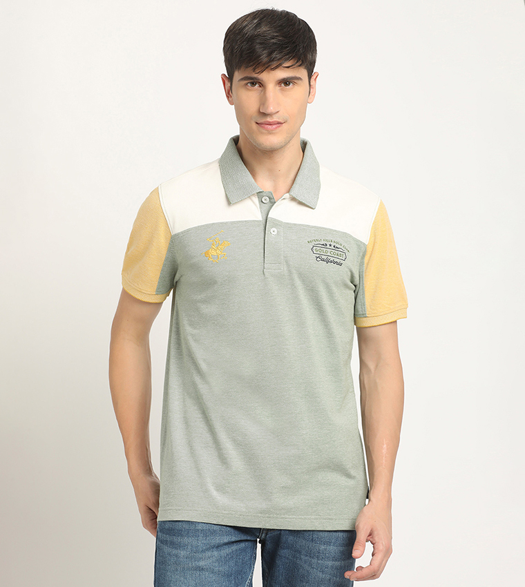 Color Block Logo Embroidered Polo T-Shirt