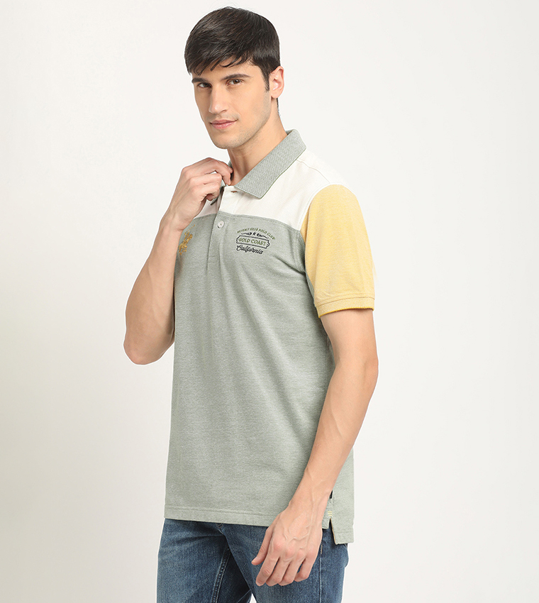 Color Block Logo Embroidered Polo T-Shirt