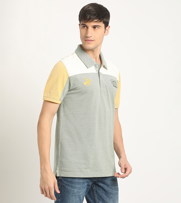 Color Block Logo Embroidered Polo T-Shirt